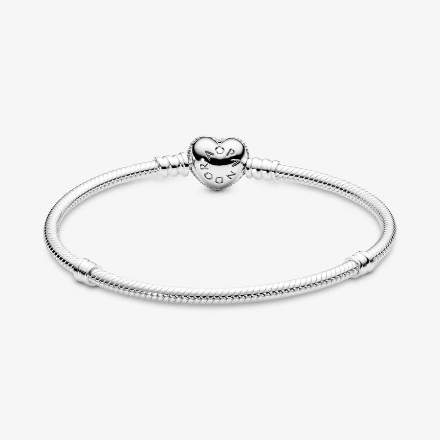 Pavé Heart Snake Chain Bracelet