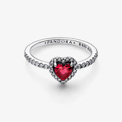 Sparkling Red Heart Ring