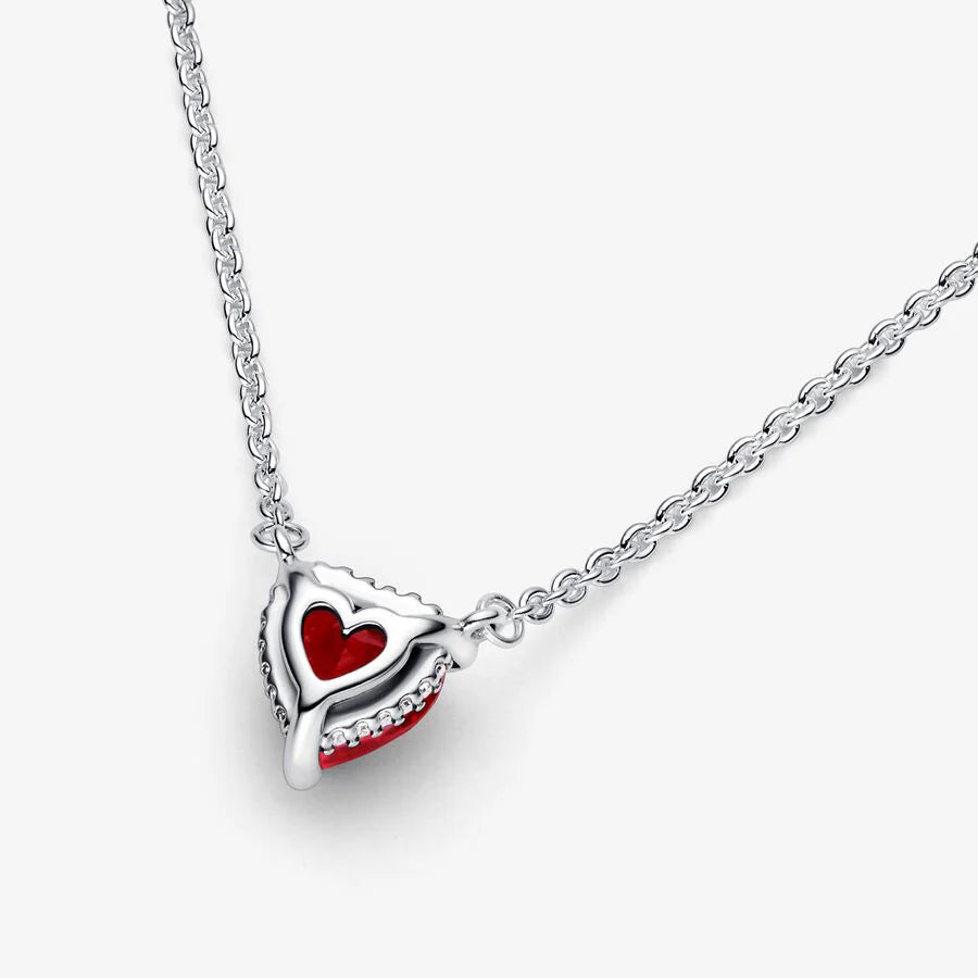 Red Heart Solitaire Pendant Necklace
