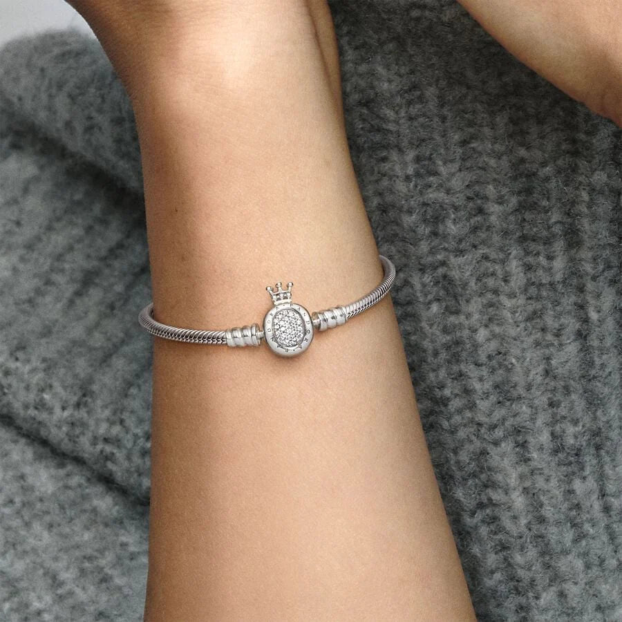 Regal Crown Pavé Snake Chain Bracelet