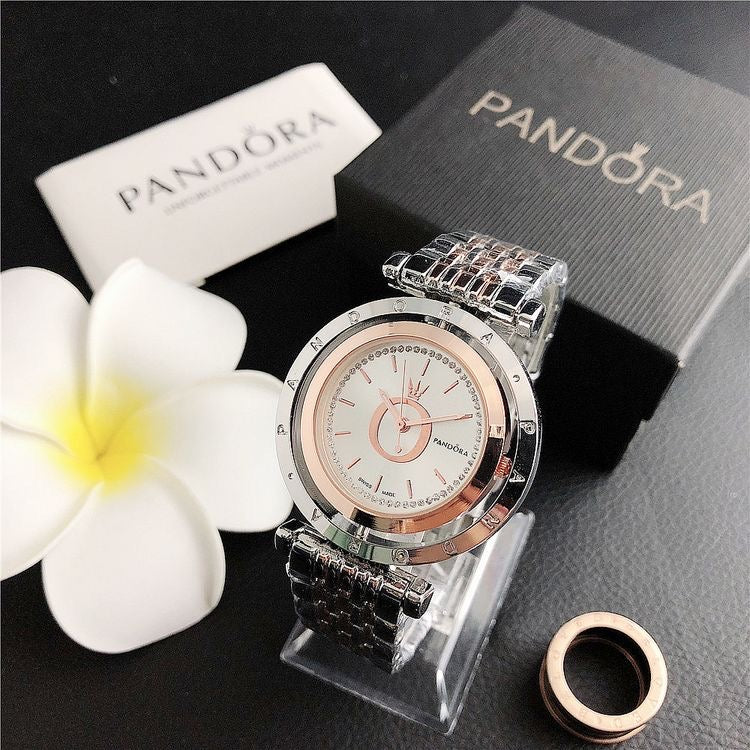 Watch with White Dial & Rose Gold Accents