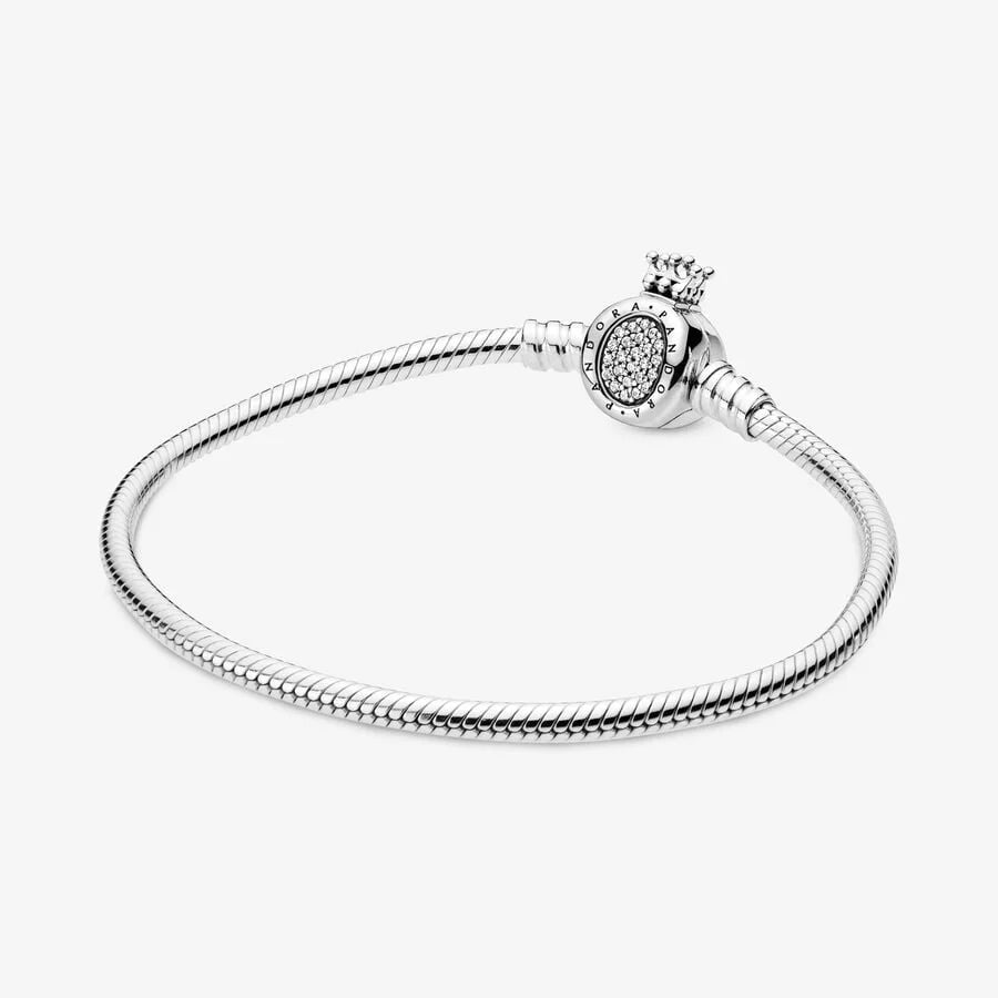 Regal Crown Pavé Snake Chain Bracelet