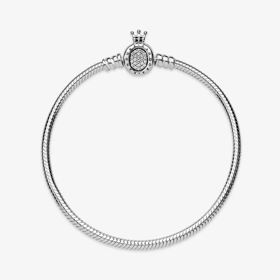 Regal Crown Pavé Snake Chain Bracelet