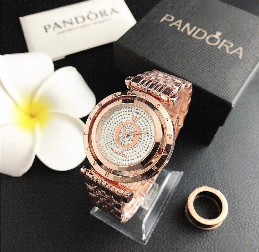 Rose Gold Watch with Crystal Mesh Dial