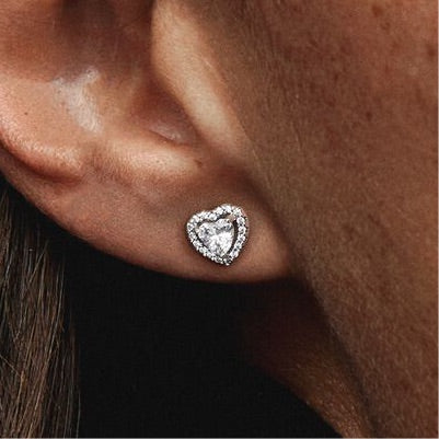 Heart Halo Stud Earrings