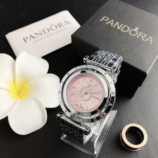 Watch with Pink Dial and Silver Bezel